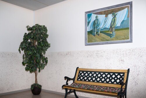 (untitled) Tree, Bench & Painting<br>30x20cm<br>Inkjet print, Framed