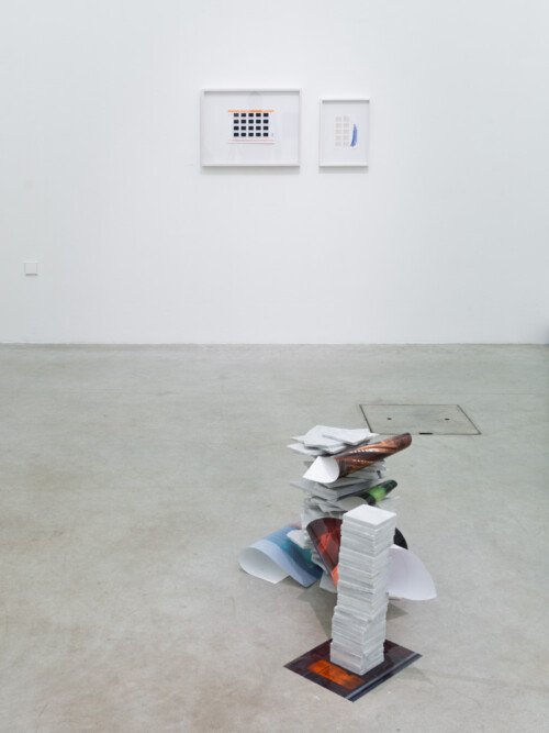 Metadata, Prisons, Meditarranean & Palais de justice with marble 2018 95x55x45cm, Mexican white marble, c-prints, a4 laser print