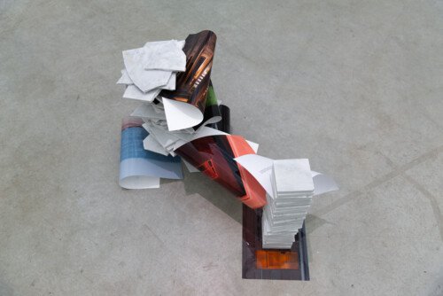 Metadata, Prisons, Meditarranean & Palais de justice with marble 2018 95x55x45cm, Mexican white marble, c-prints, a4 laser print
